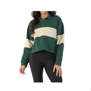 Glyder Lounge Skimmer Polo Womens Small Green Colorblock Collared Rugby Top